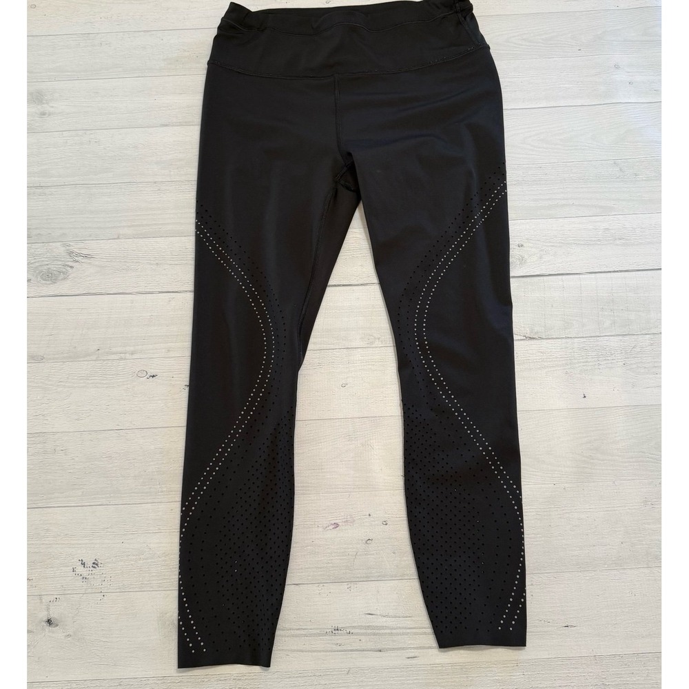 Athleta women's lasercut 7/8 inch tights black leggings size medium